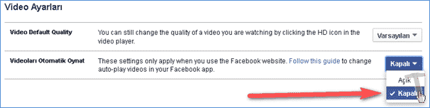Facebook Otomatik Oynatılan Video Özelliğini Kapatma 4