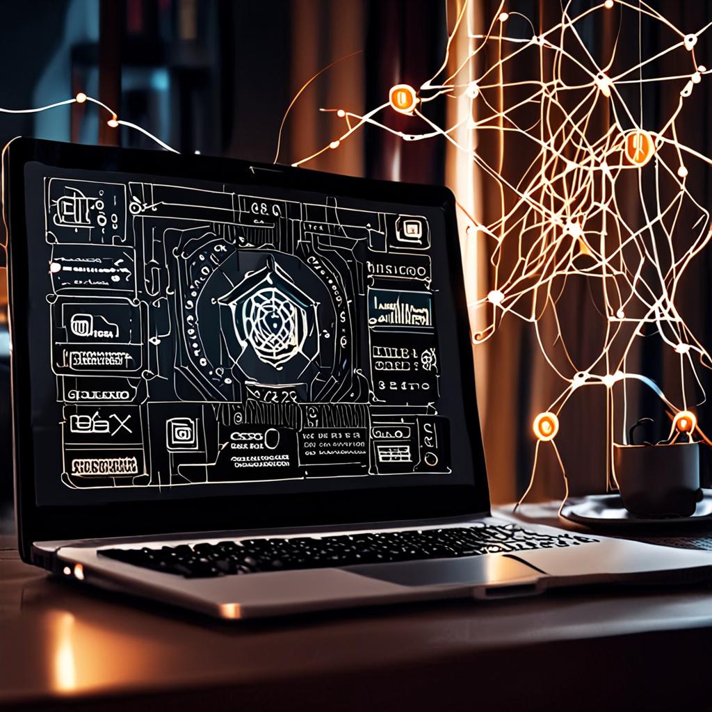 Smart home IoT devices network diagram, connected home with smart bulbs thermostat cameras, internet of things security
