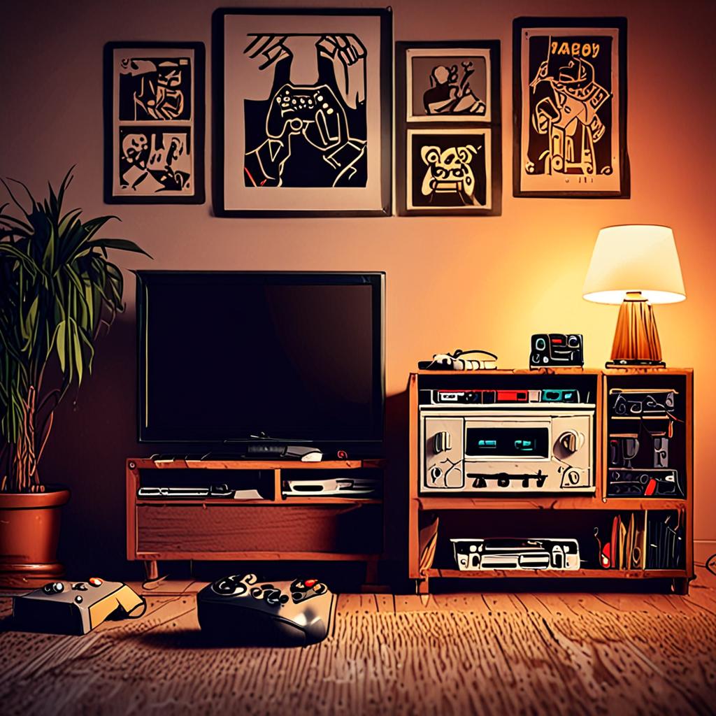 CRT Monitor Aldım — Retro Gaming Neden Geri Döndü? 3 Retro gaming corner with CRT TV, classic game controllers and cartridges, nostalgic bedroom setup with warm vintage atmosphere