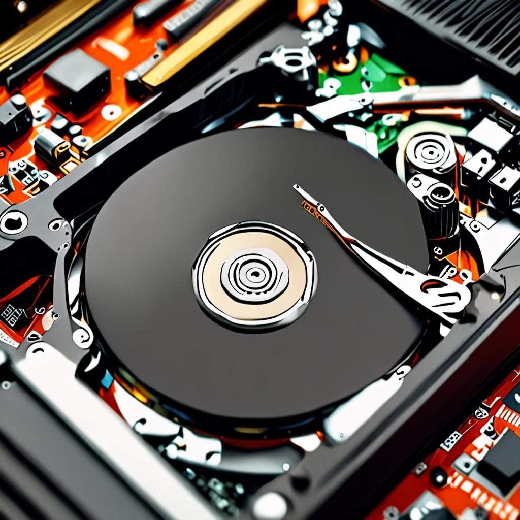HDD mi SSD mi? Hangisini Seçmelisiniz? (Gerçek Ölçümlerle) 3 Dönen plakaları ile HDD'nin iç görünümü ve SSD devre kartı, mekanik ve elektronik depolama karşılaştırması