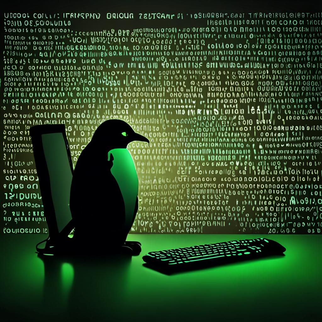 Linux terminal ekranı yeşil kod satırlarıyla karanlık arka planda, hacker estetiği, yazılım geliştirme