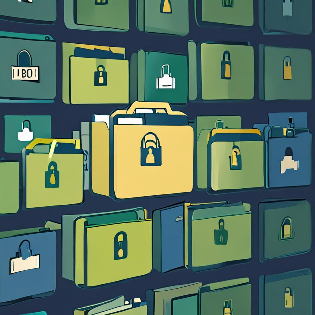 Ransomware Simülasyonu Yaptım - Kendi Sunucuma Saldırdım 3 Encrypted files concept, folder icons with lock symbols, data backup and recovery scene, digital vault protection