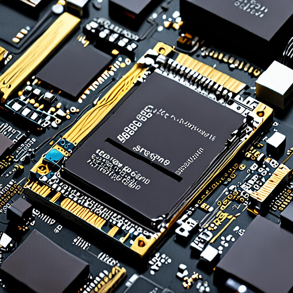 SSD iç yapısı, NAND flash yongaları ve denetleyici çipi detaylı görünüm