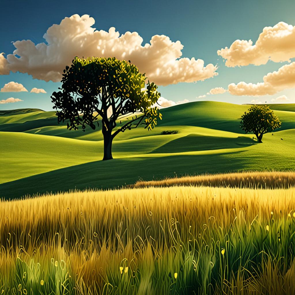 Windows Sürpriz Yumurtaları: 40 Yıllık Gizli Özellikler ve Keşfedilmemiş Hileler 2 Retro Windows XP masaüstü arka planı, yeşil tepe ve mavi gökyüzü, nostalgia teknoloji konsepti