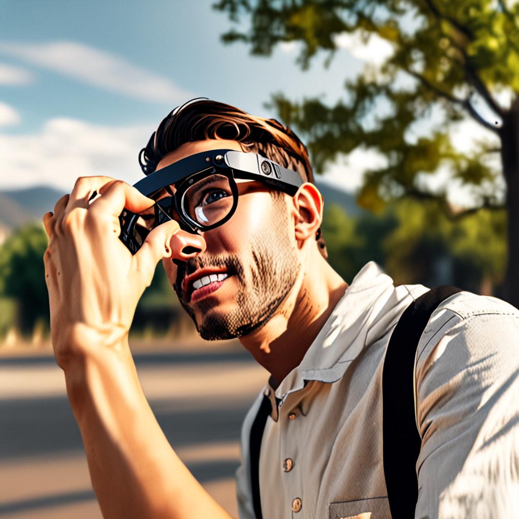 Ray-Ban Meta Akıllı Gözlüğü 30 Gün Taktım — Günlük Hayata Uydu mu? 2 Person using smart glasses to take photo and video, first person view through smart eyewear, hands free content creation with wearable camera